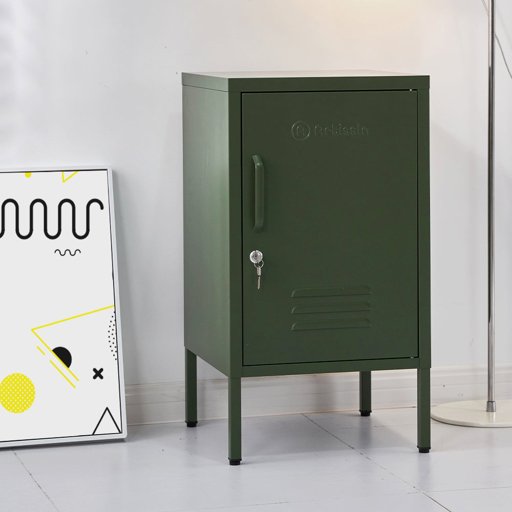 ArtissIn Bedside Table Metal Cabinet - Green