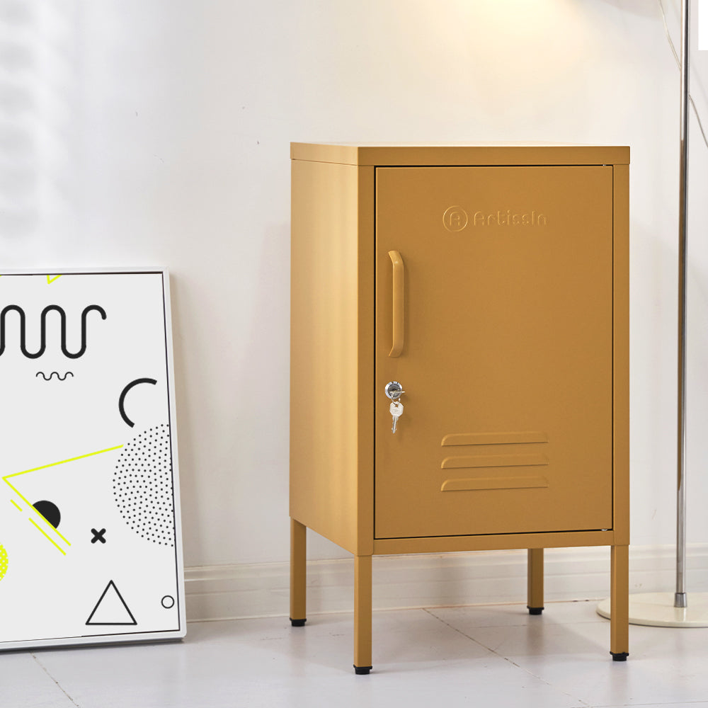 ArtissIn Bedside Table Metal Cabinet - Yellow