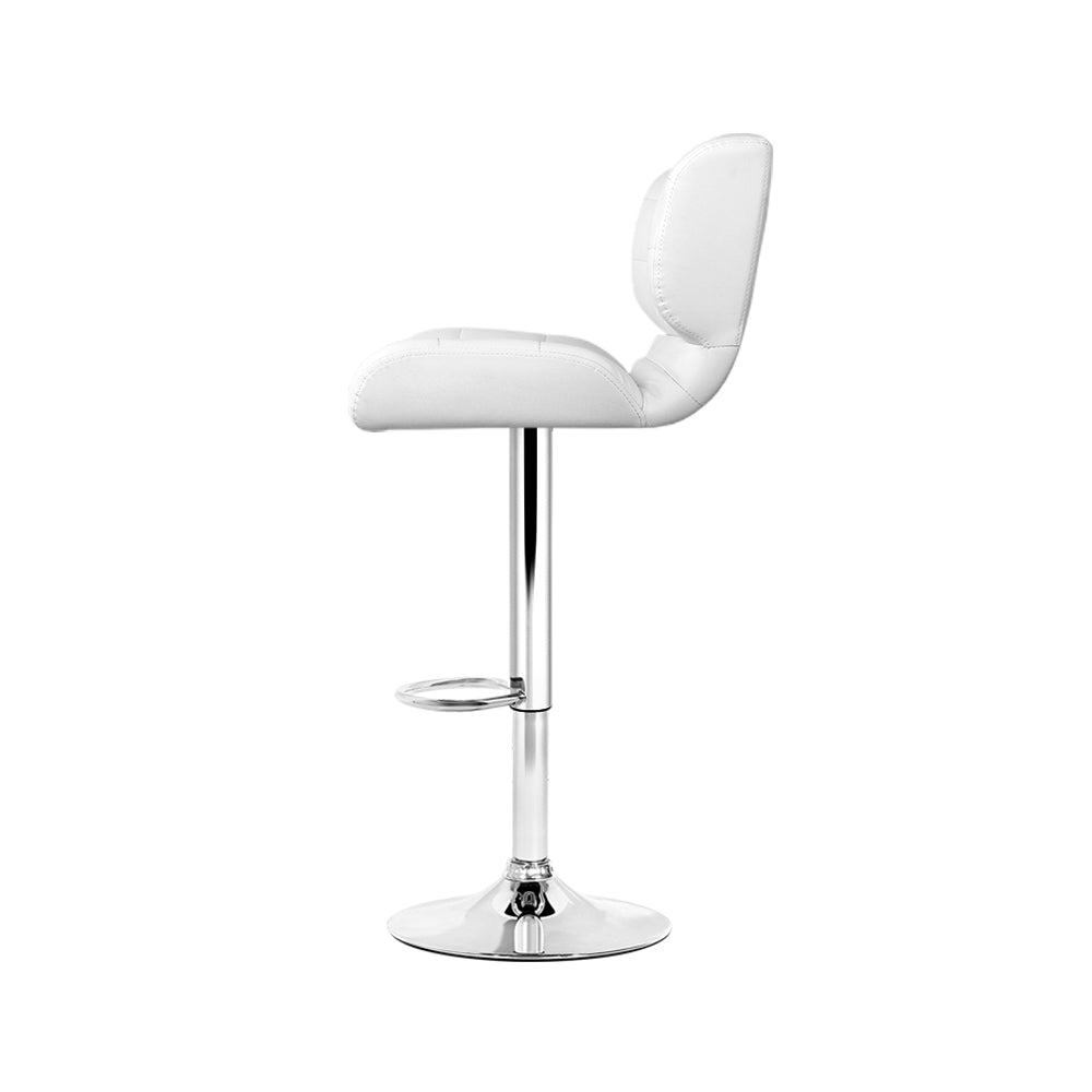 Artiss 4x Bar Stools Gas Lift Leather Padded White