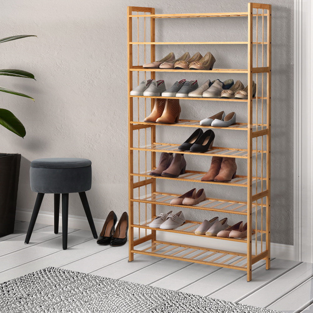 Artiss Shoe Rack Bamboo Shoe Storage 10-tier 50 Pairs