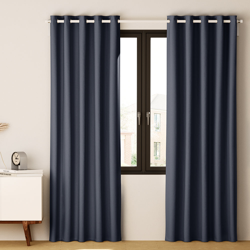 Artiss 2X Blockout Curtains Eyelet 180x213cm Charcoal