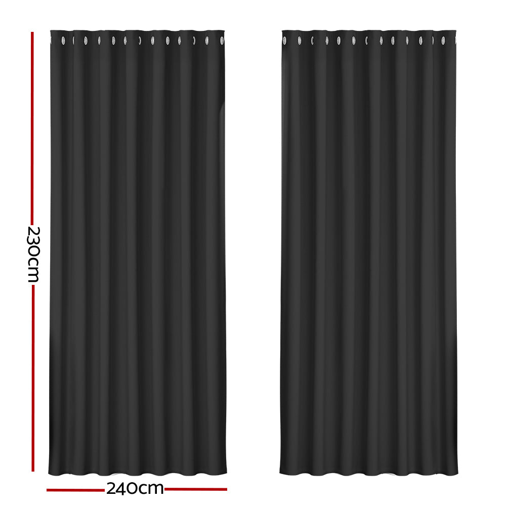 Artiss 2X Blockout Curtains Eyelet 240x230cm Black