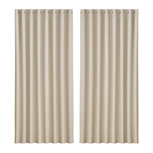 Artiss 2X Blockout Curtains Eyelet 300x230cm Beige