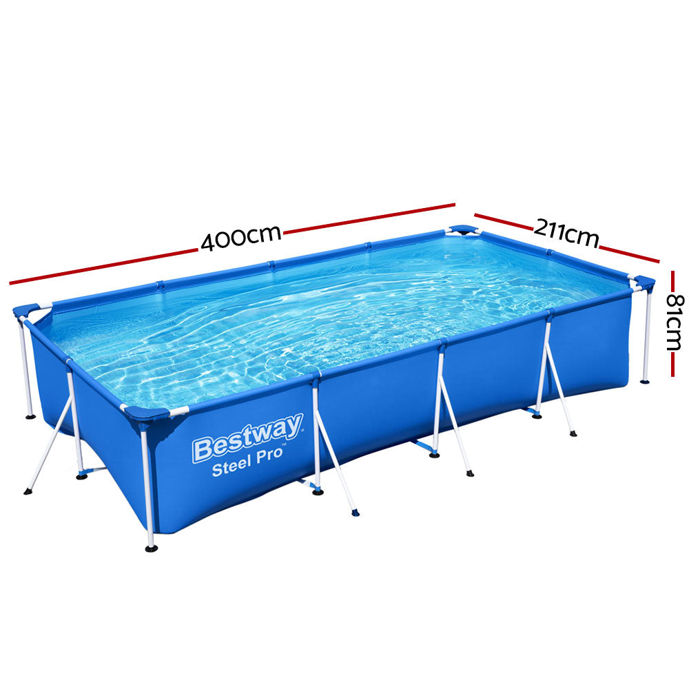 Bestway Swimming Pool 400x211x81cm Steel Frame Above Ground Pools 5700L