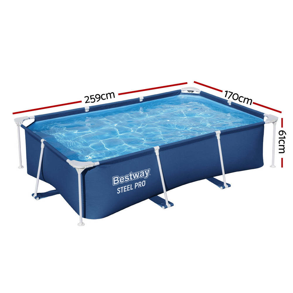 Bestway Swimming Pool 259x170x61cm Steel Frame Above Ground Pools 2300L