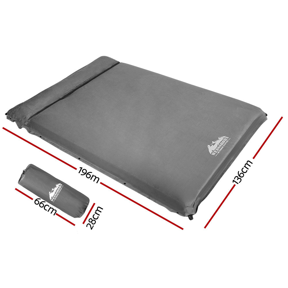 Weisshorn Self Inflating Mattress 10CM Camping Sleeping Mat Air Double Grey