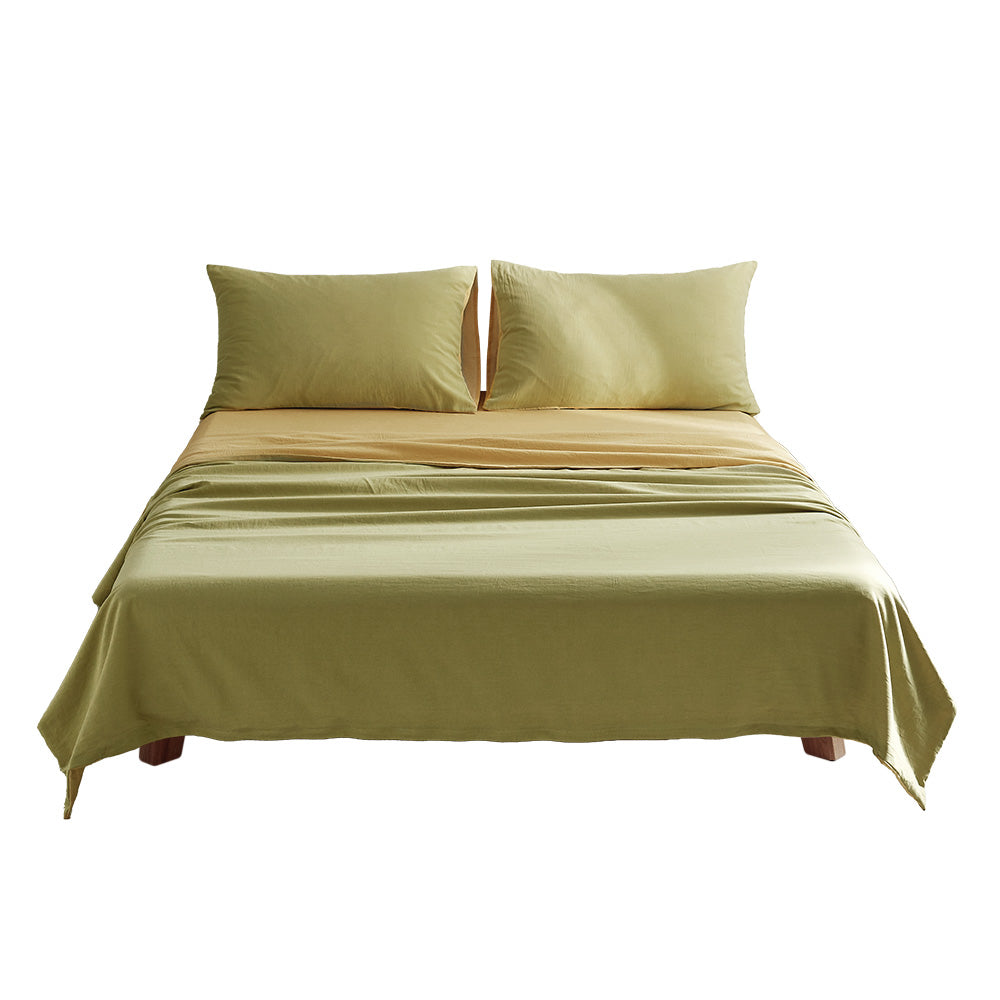 Cosy Club Cotton Bed Sheets Set Yellow Cover Single