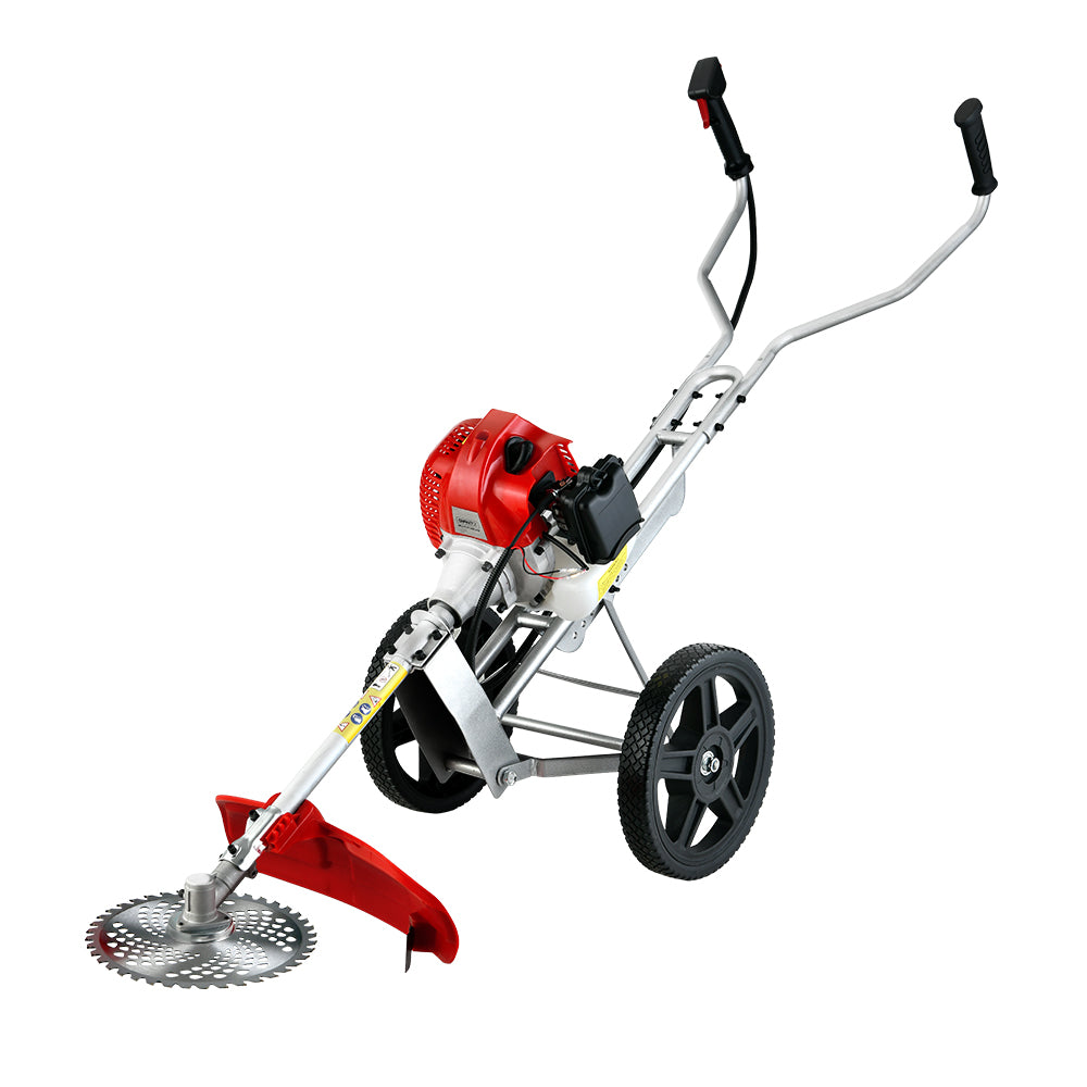 Giantz 62cc Petrol Brush Cutter Whipper Saw Trimmer 2 Stroke 3-in-1 Wheel