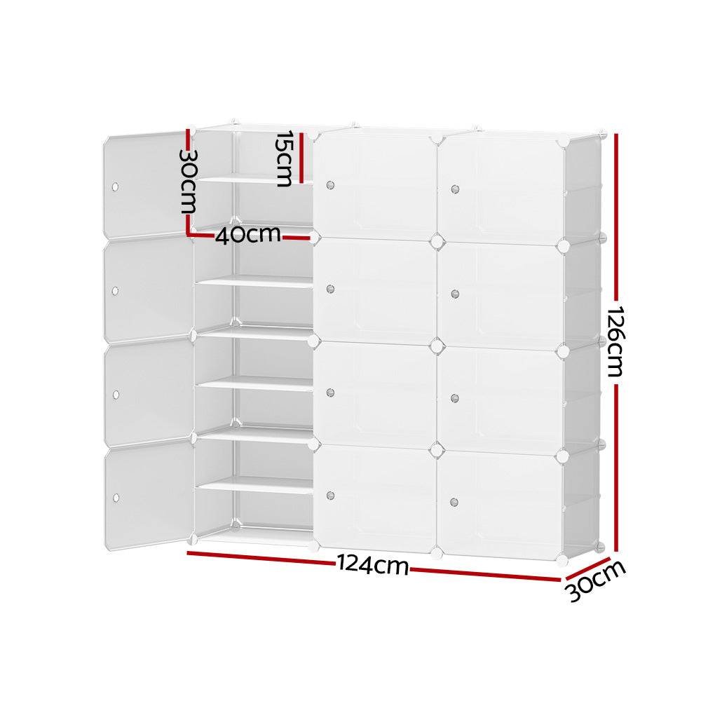 Artiss Shoe Box DIY Set of 12 Storage Cube Stackable White