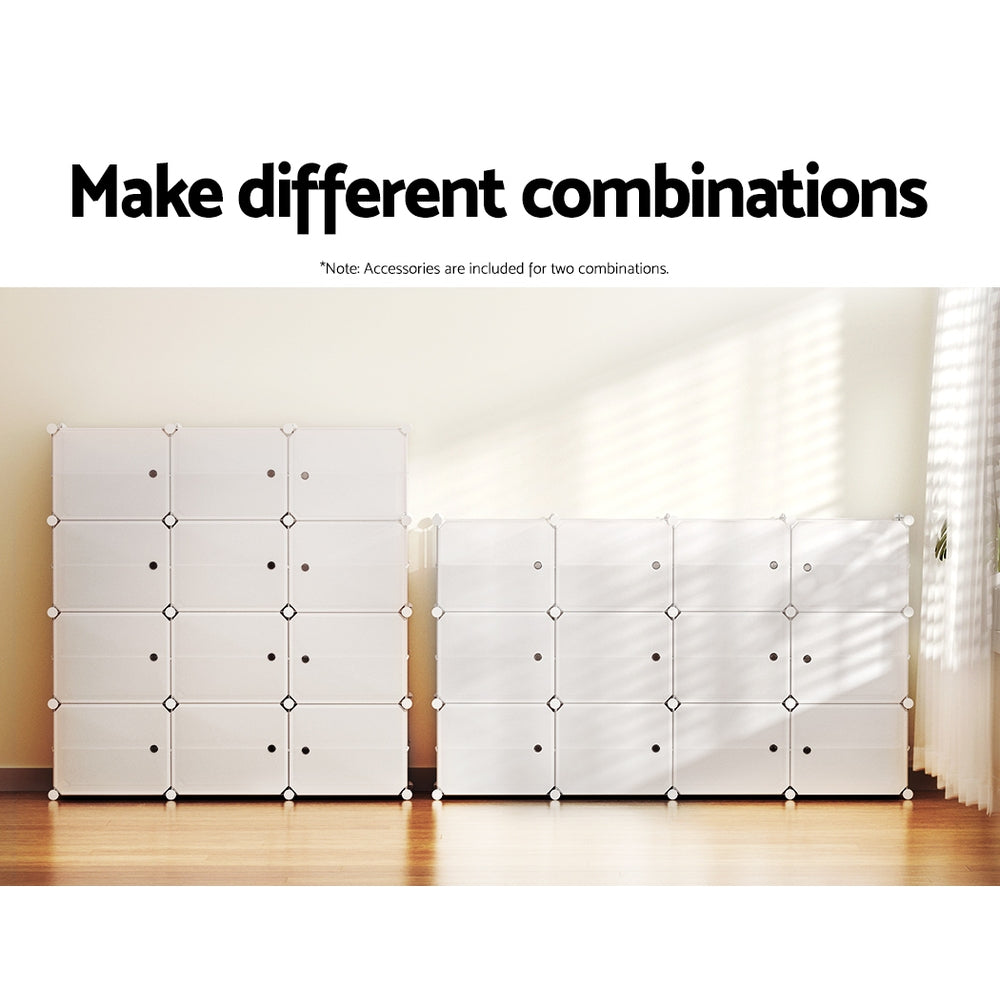 Artiss Shoe Box DIY Set of 12 Storage Cube Stackable White