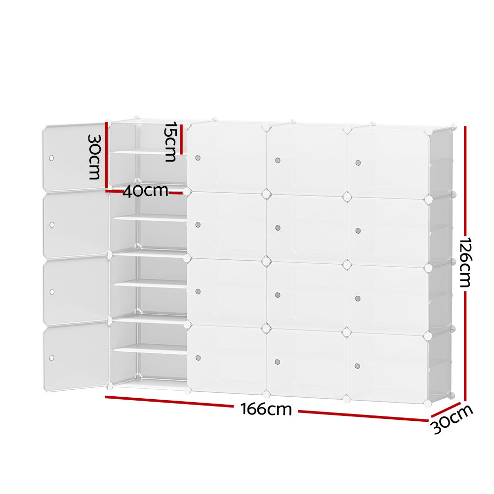 Artiss Shoe Box DIY Set of 16 Storage Cube Stackable White