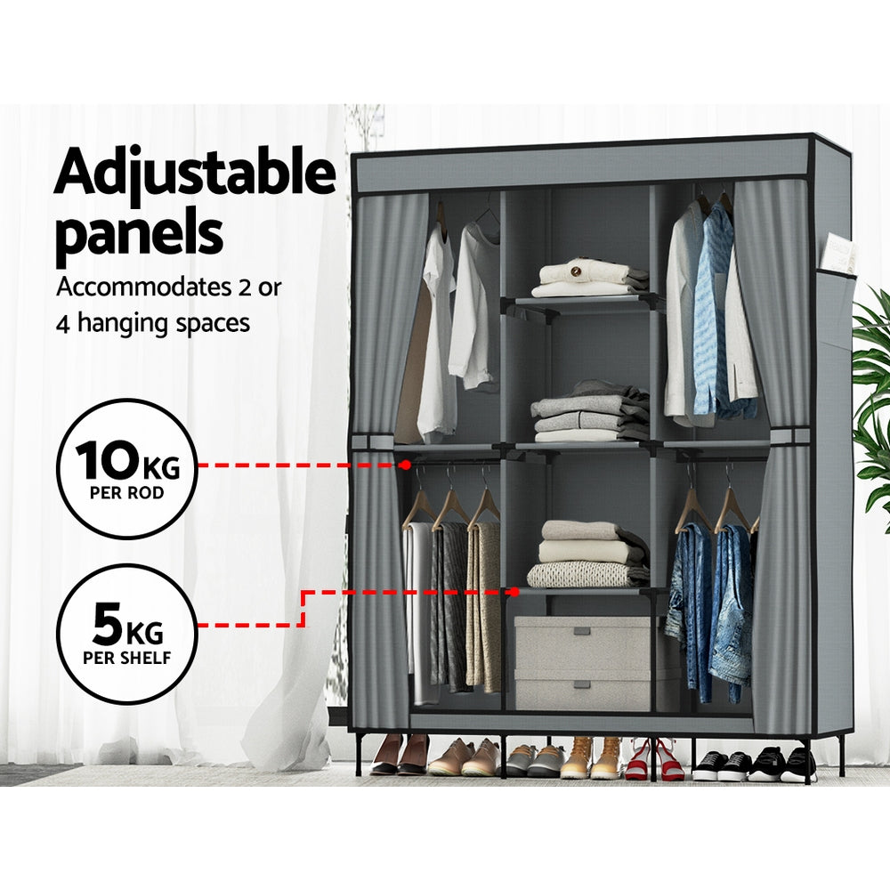 Artiss Large Portable Clothes Closet Wardrobe with Shelf Grey