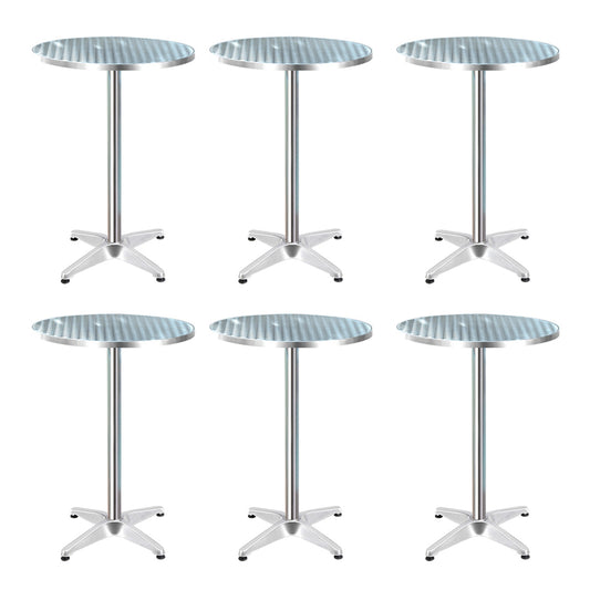 Gardeon Set of 6 Outdoor Bar Table Aluminium Round 70/110CM