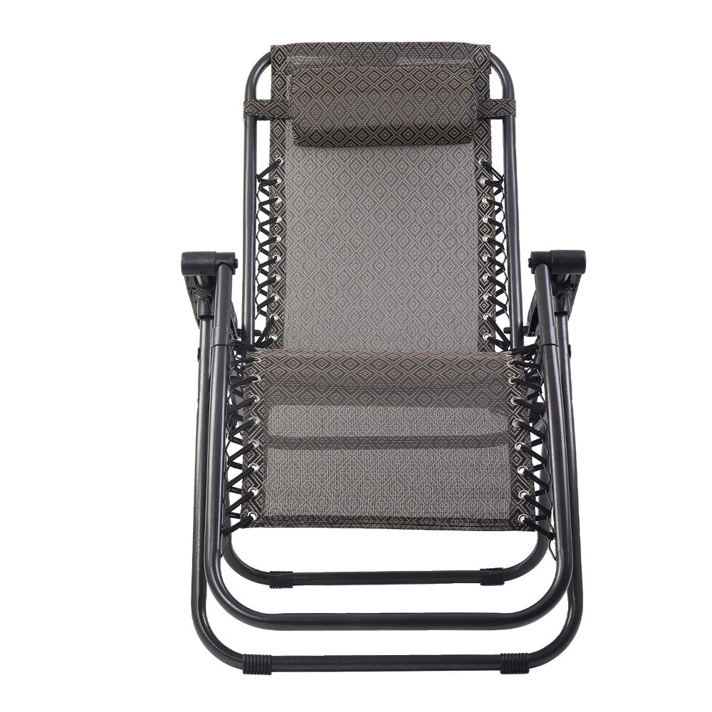 Gardeon 2PC Zero Gravity Chair Folding Outdoor Recliner Adjustable Sun Lounge Camping Beige