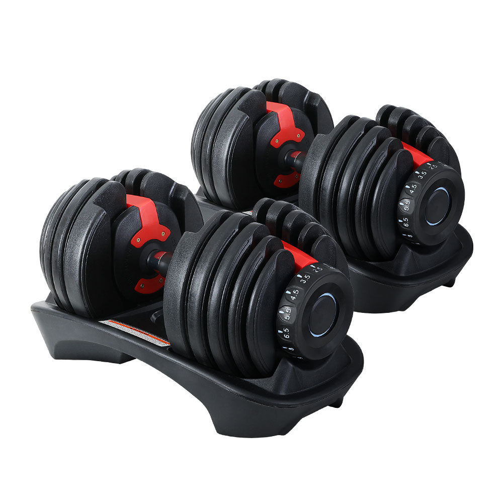 Everfit 24kg Dumbbells Adjustable Dumbbell Weight Plates Home Gym 2pcs