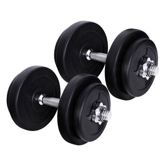 Everfit 20kg Dumbbell Set Weight Plates Dumbbells Lifting Bench