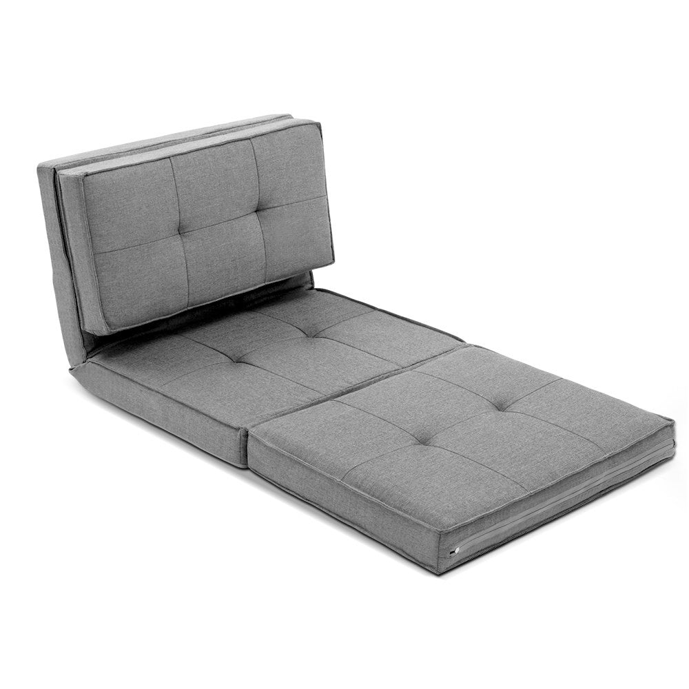 Artiss Floor Lounge Single Sofa Bed Grey Fabric