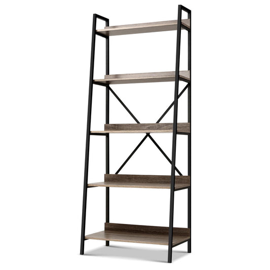 Artiss Bookshelf 5 Tiers - NOR Black and Oak