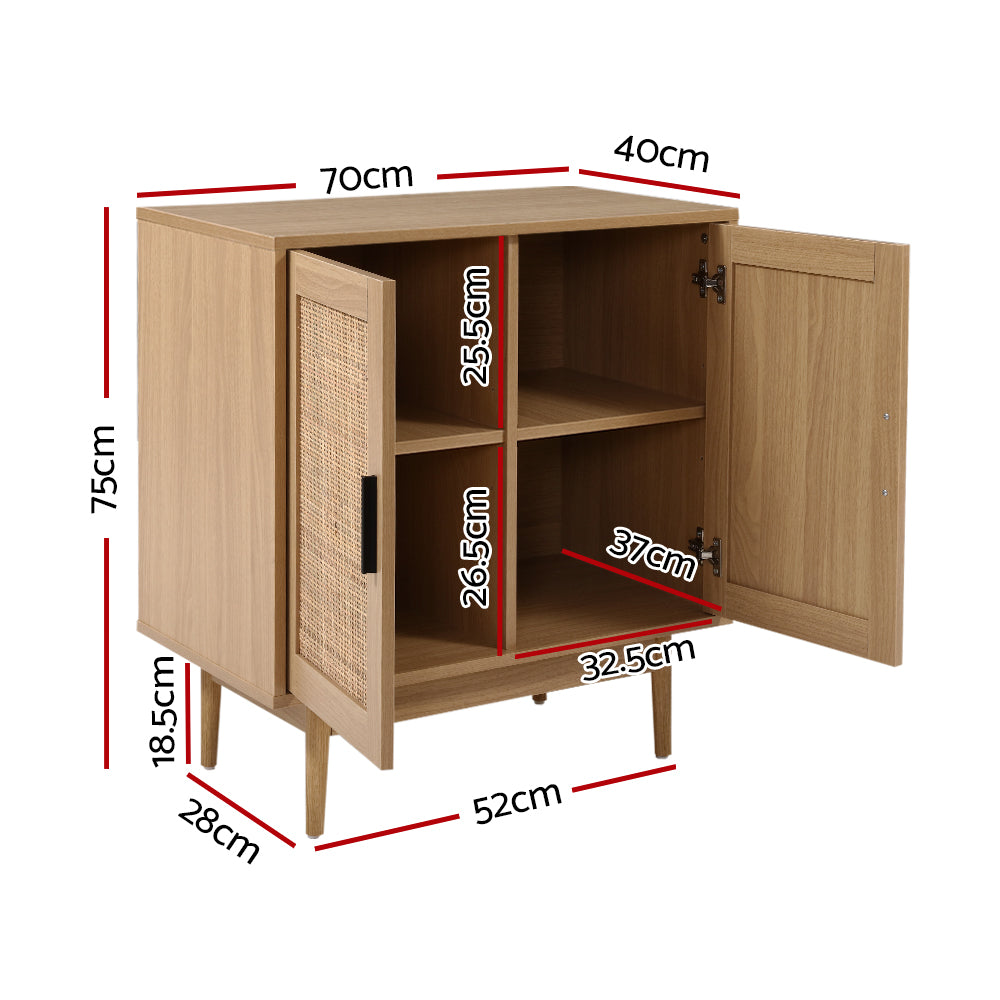 Artiss Rattan Buffet Sideboard 2 Doors - BRIONY Oak