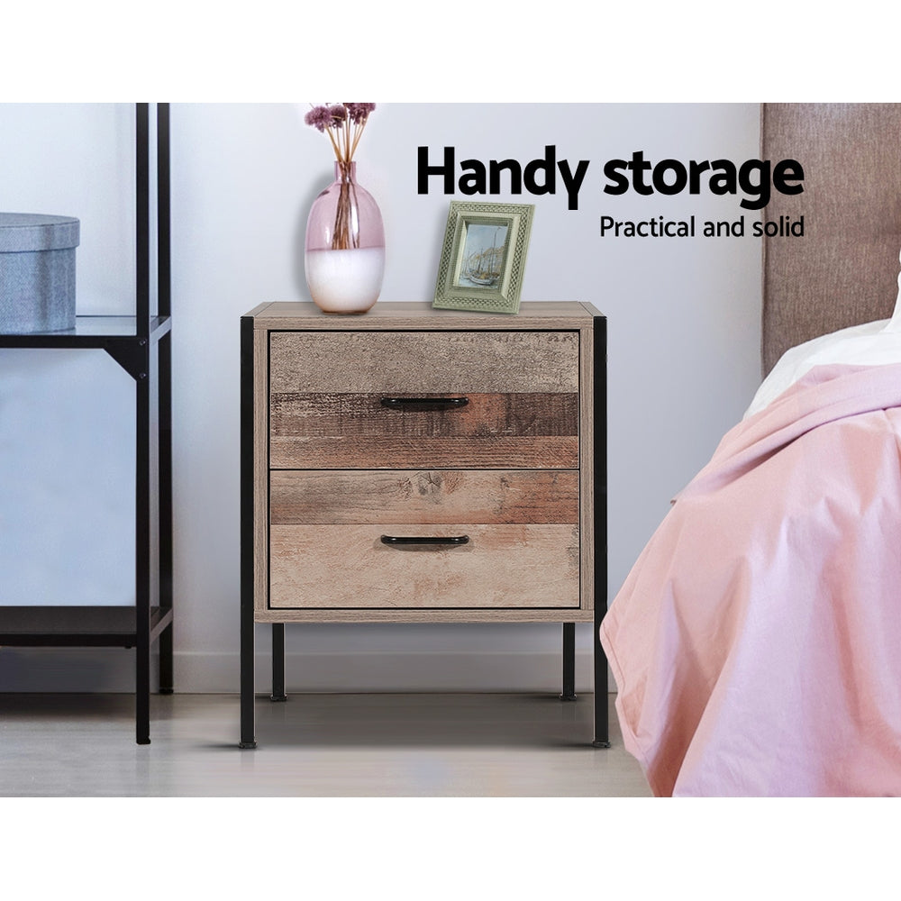 Artiss Bedside Table 2 Drawers - BARNLY