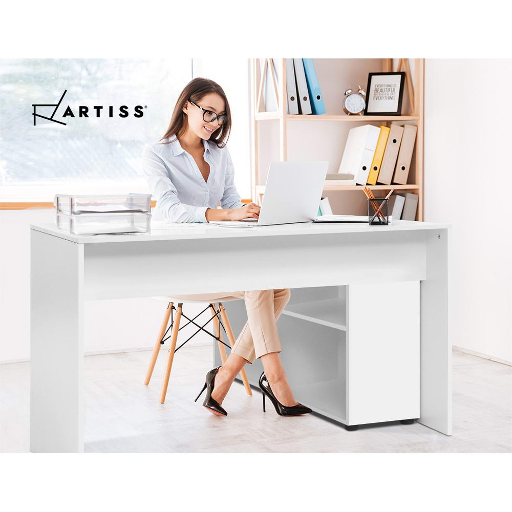 Artiss Computer Desk Bookshelf White 130CM