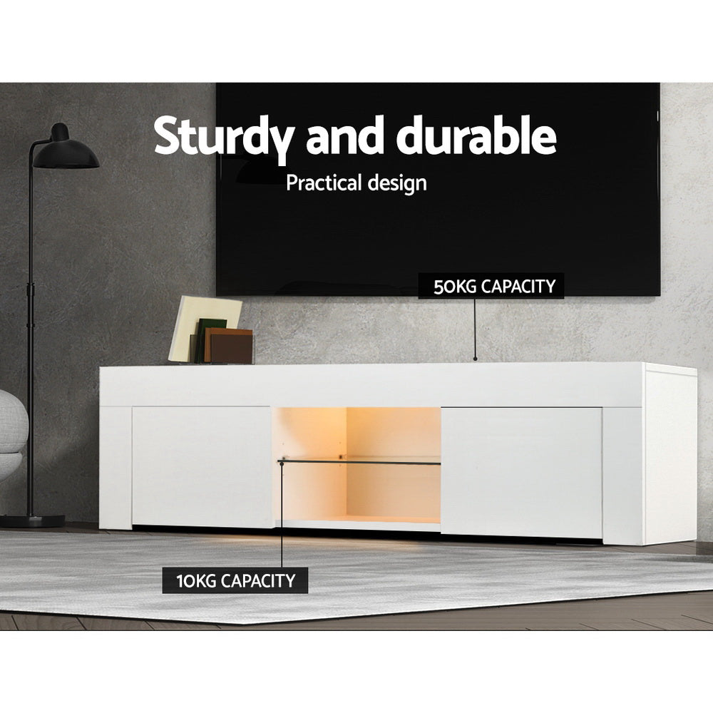 Artiss Entertainment Unit TV Cabinet LED 130cm White Angus