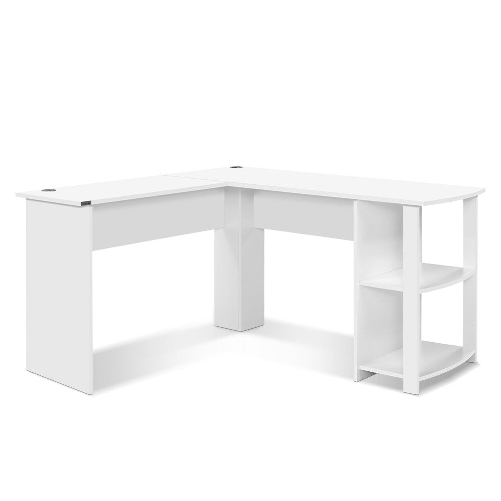 Artiss Computer Desk Shelf L-Shape White 136CM