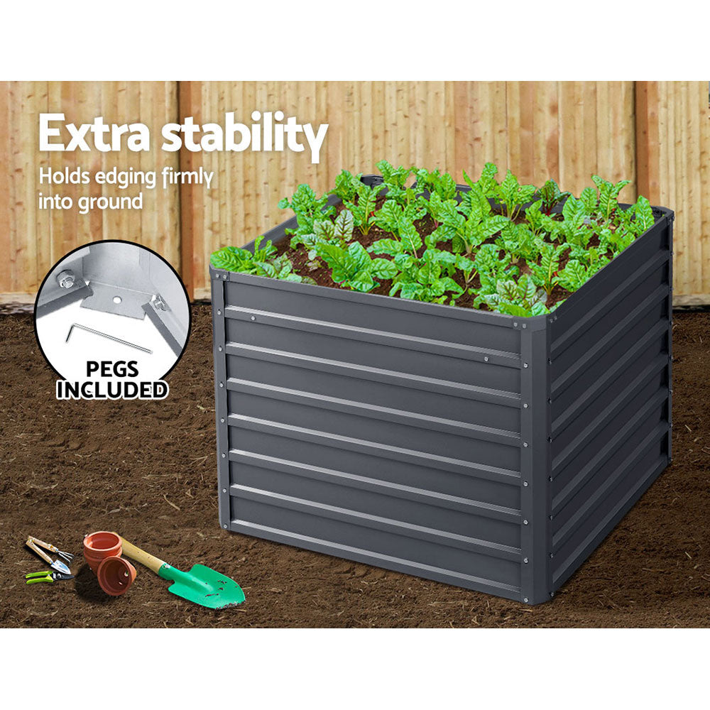 Greenfingers 2x Garden Bed 100x100x77cm Planter Box Raised Container Galvanised