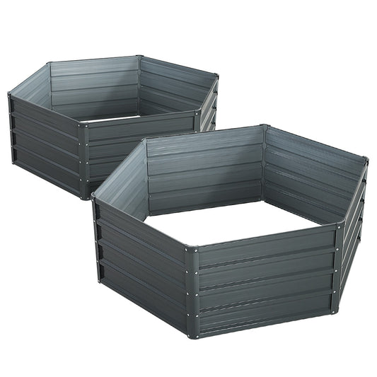 Greenfingers 2x Garden Bed 130x130x46cm Planter Box Raised Container Galvanised