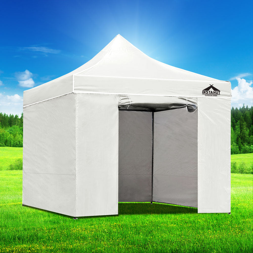 Instahut Gazebo 3x3 Pop Up Marquee Folding Tent Wedding Gazebos Camping Outdoor Shade Canopy White