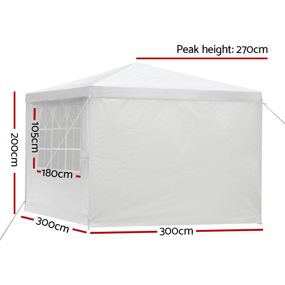 Instahut Gazebo 3x3m Marquee Wedding Party Tent Outdoor Camping Side Wall Canopy Window Panel White