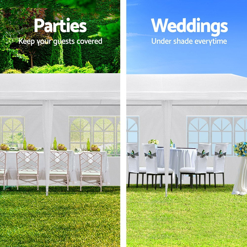 Instahut Gazebo 3x9m Marquee Wedding Party Tent Outdoor Camping Side Wall Canopy 8 Panel White