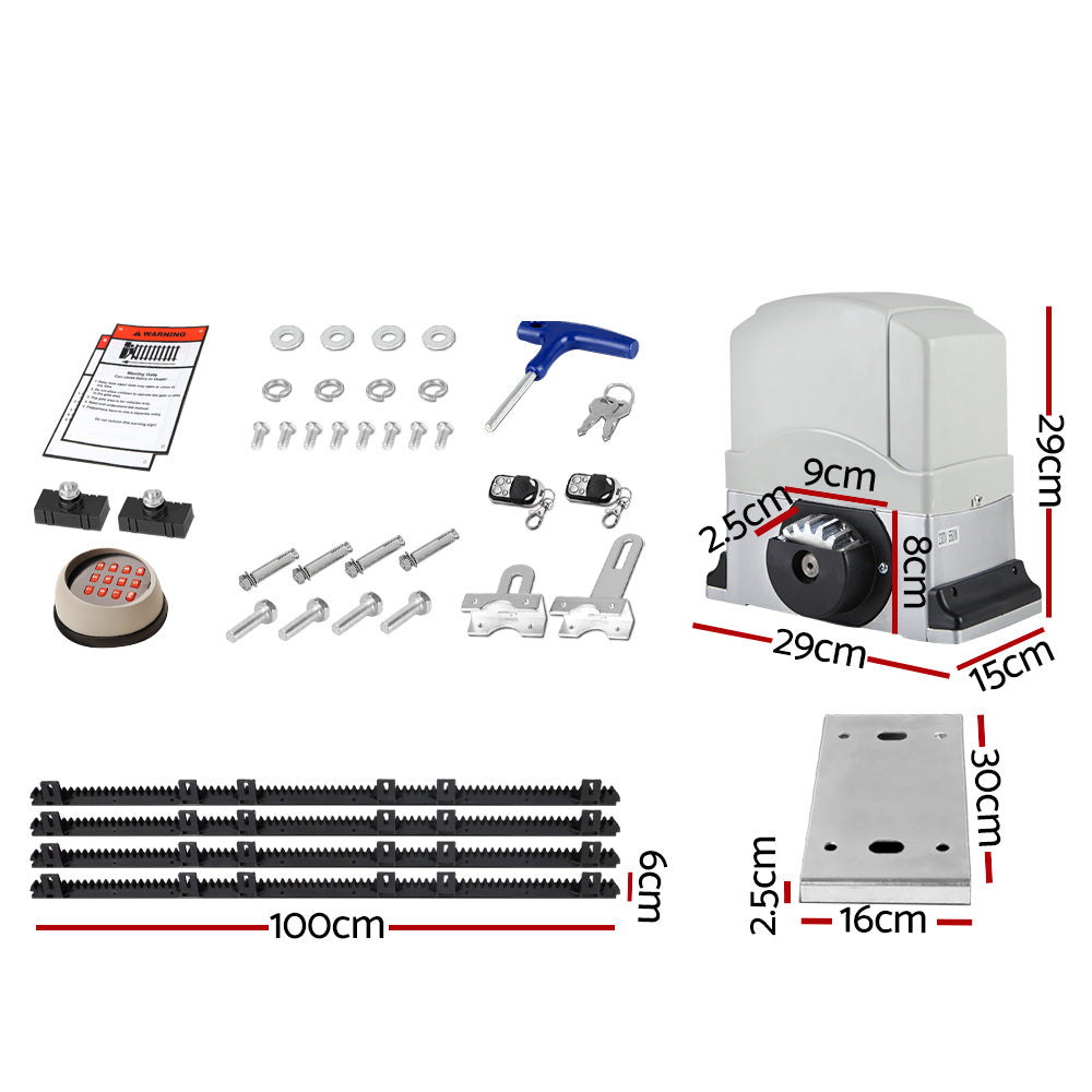 LockMaster Electric Sliding Gate Opener 1200KG Keypad 4M