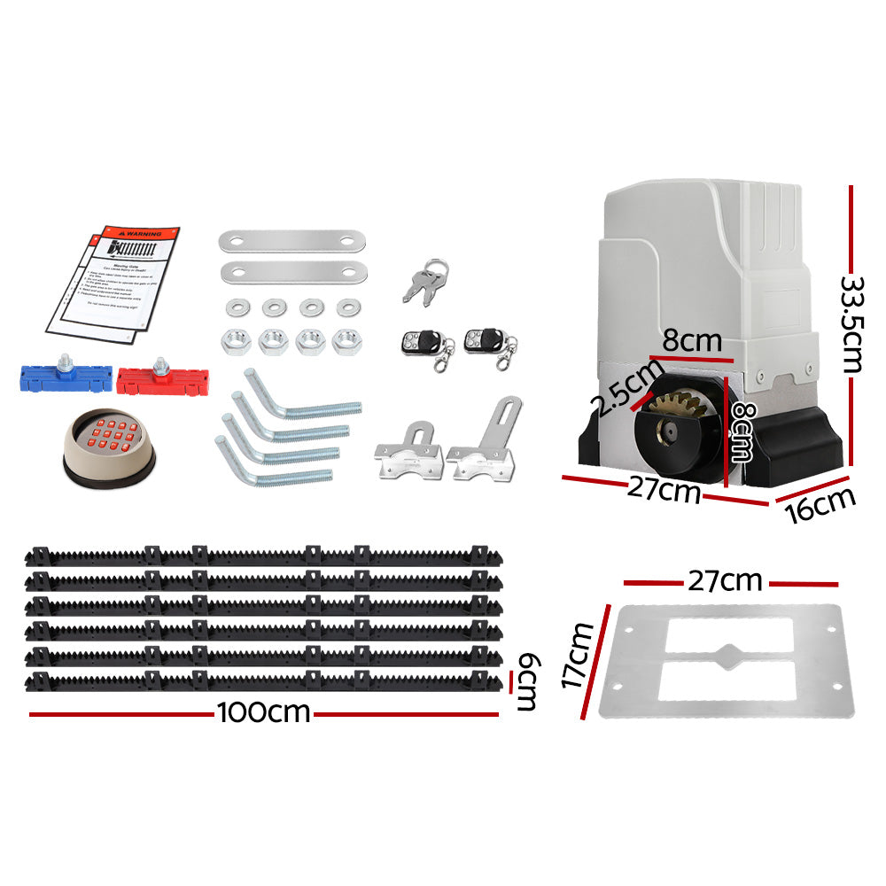 Lockmaster Automatic Sliding Gate Opener Kit Keypad 6M 1800KG