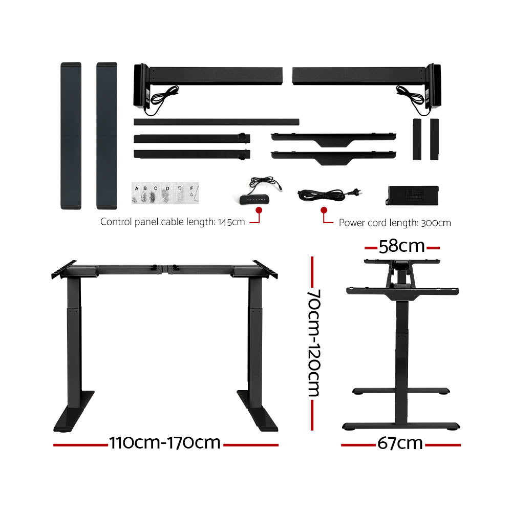 Artiss Standing Desk Motorised Dual Motor Rustic Brwon 140CM