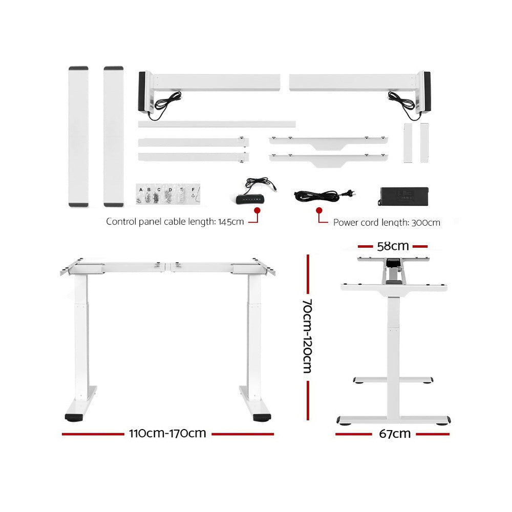 Artiss Standing Desk Frame Only Dual Motor Motorised White