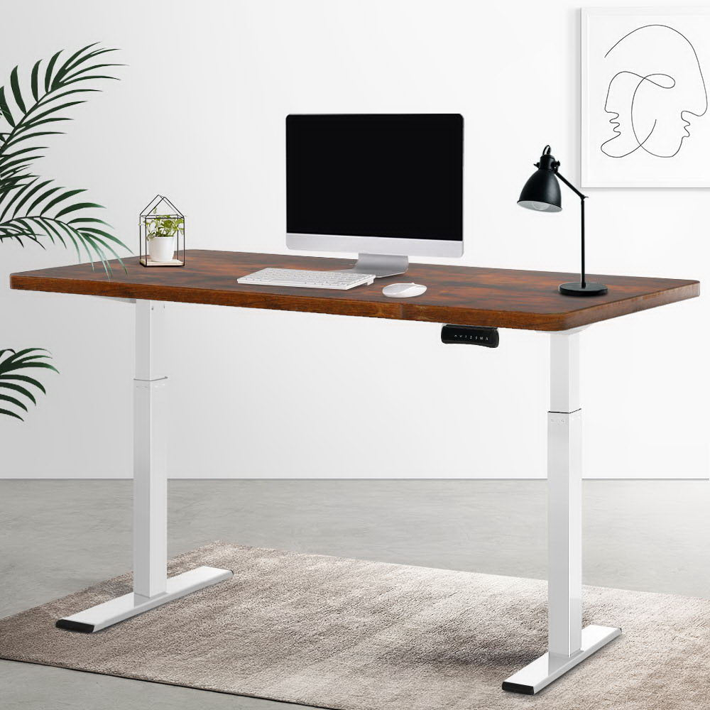 Artiss Standing Desk Motorised Dual Motor 140CM Rustic Brwon