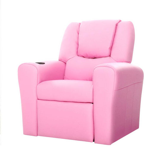 Keezi Kids Recliner Chair PU Leather Sofa Lounge Couch Children Armchair Pink