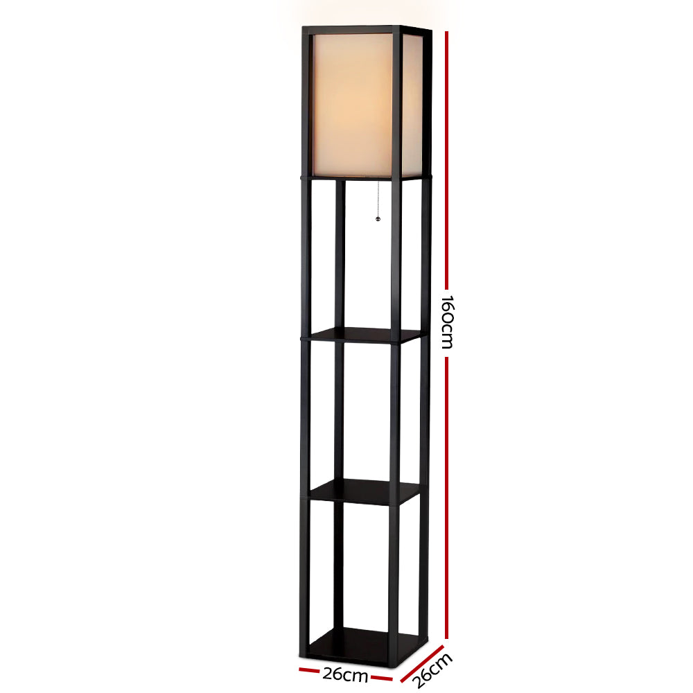 Artiss Floor Lamp 3 Tier Shelf Shelf Storage LED Light Stand Home Room Vintage Black