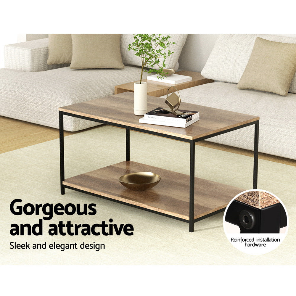 Artiss Coffee Table Rectangular 93CM Walnut Olin