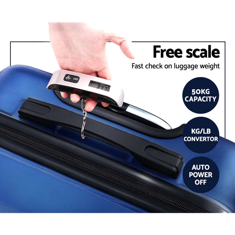 Wanderlite 2pc Luggage Trolley Travel Suitcase Set TSA Hard Case Lightweight Blue