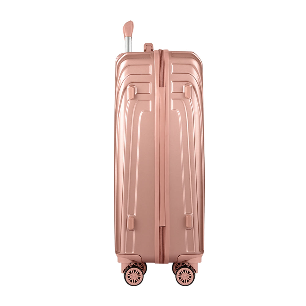 Wanderlite 3pc Luggage Trolley Set Suitcase Travel TSA Hard Case Carry On Pink Lightweight