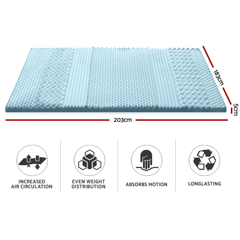 Giselle Bedding Memory Foam Mattress Topper 7-Zone 5cm King