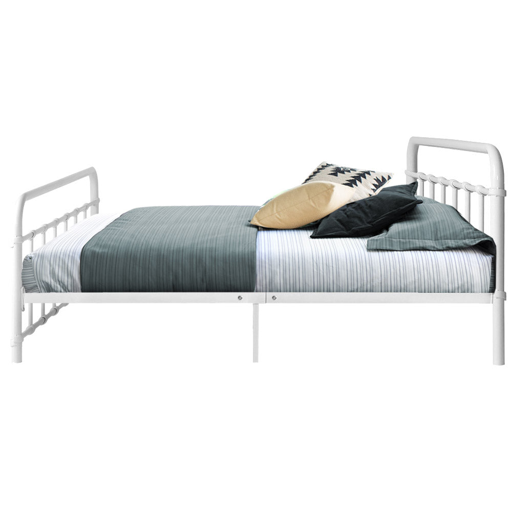 Artiss Bed Frame Metal Frames LEO - Double (White)