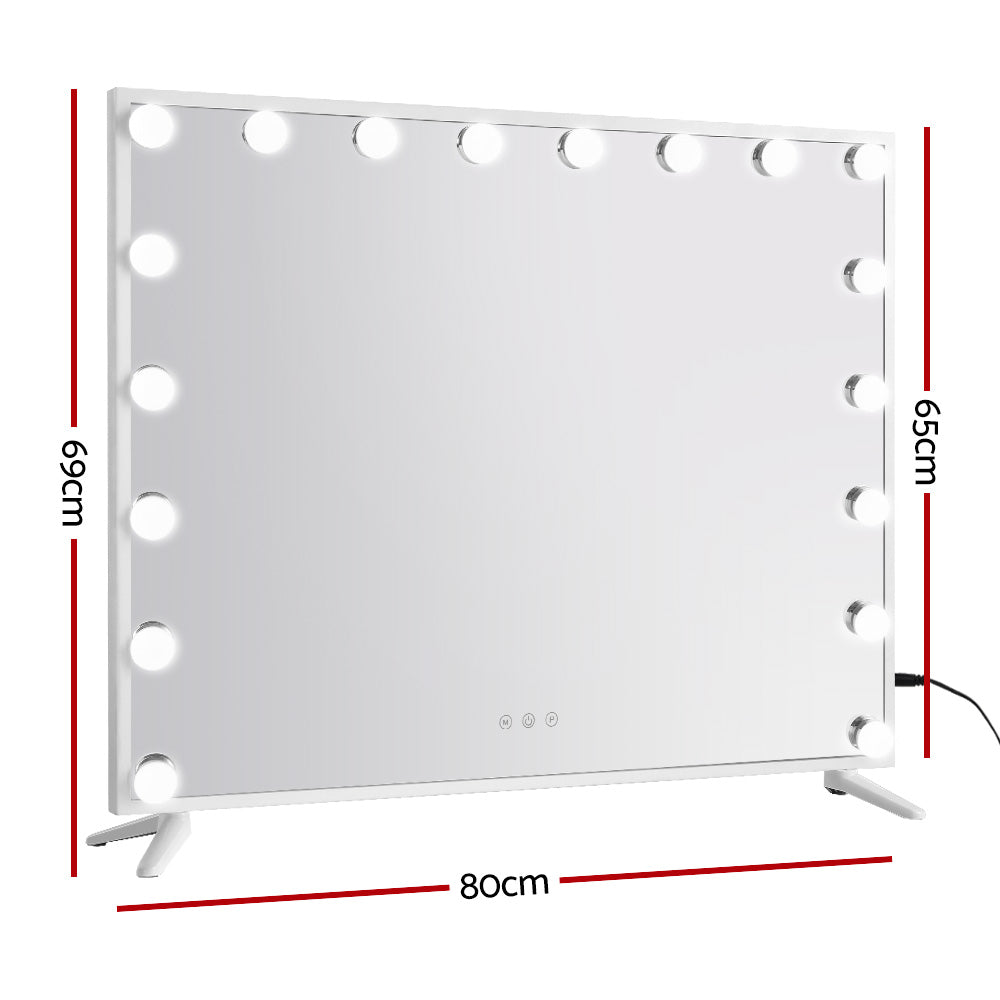 Embellir Makeup Mirror 80x65cm Hollywood Vanity with LED Light Tabletop White