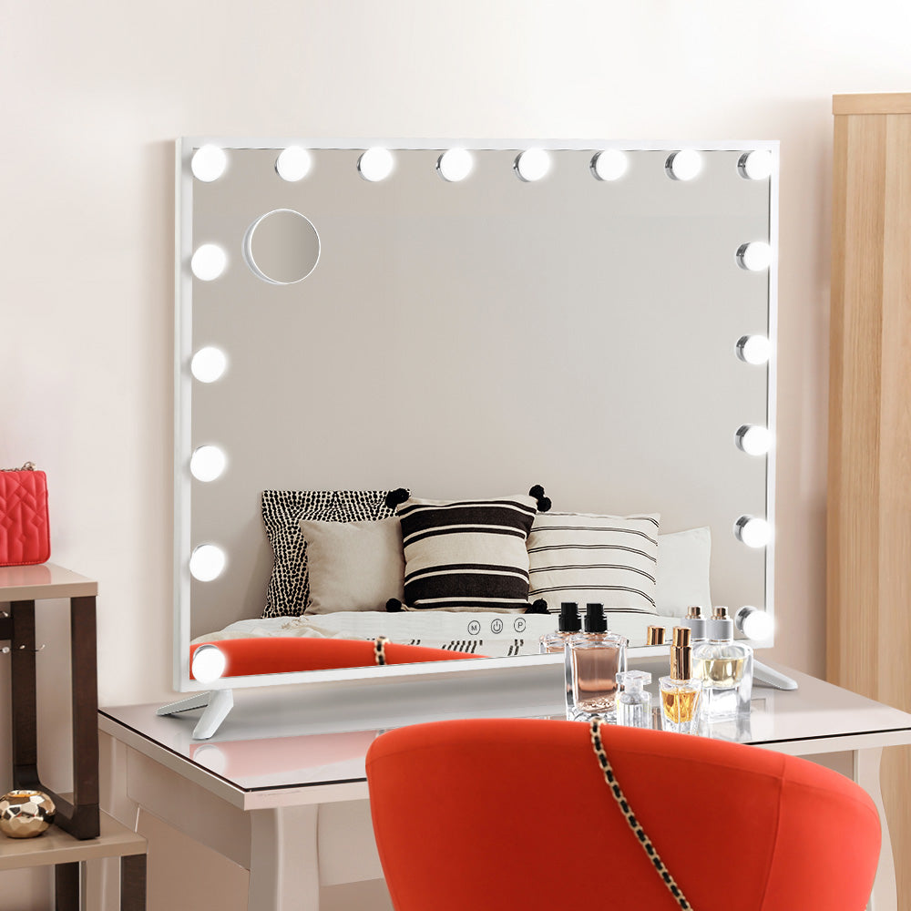 Embellir Makeup Mirror 80x65cm Hollywood Vanity with LED Light Tabletop White