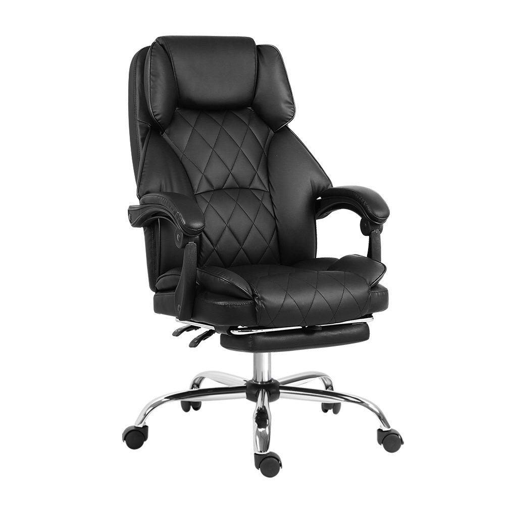 Artiss Executive Office Chair Leather Footrest Black