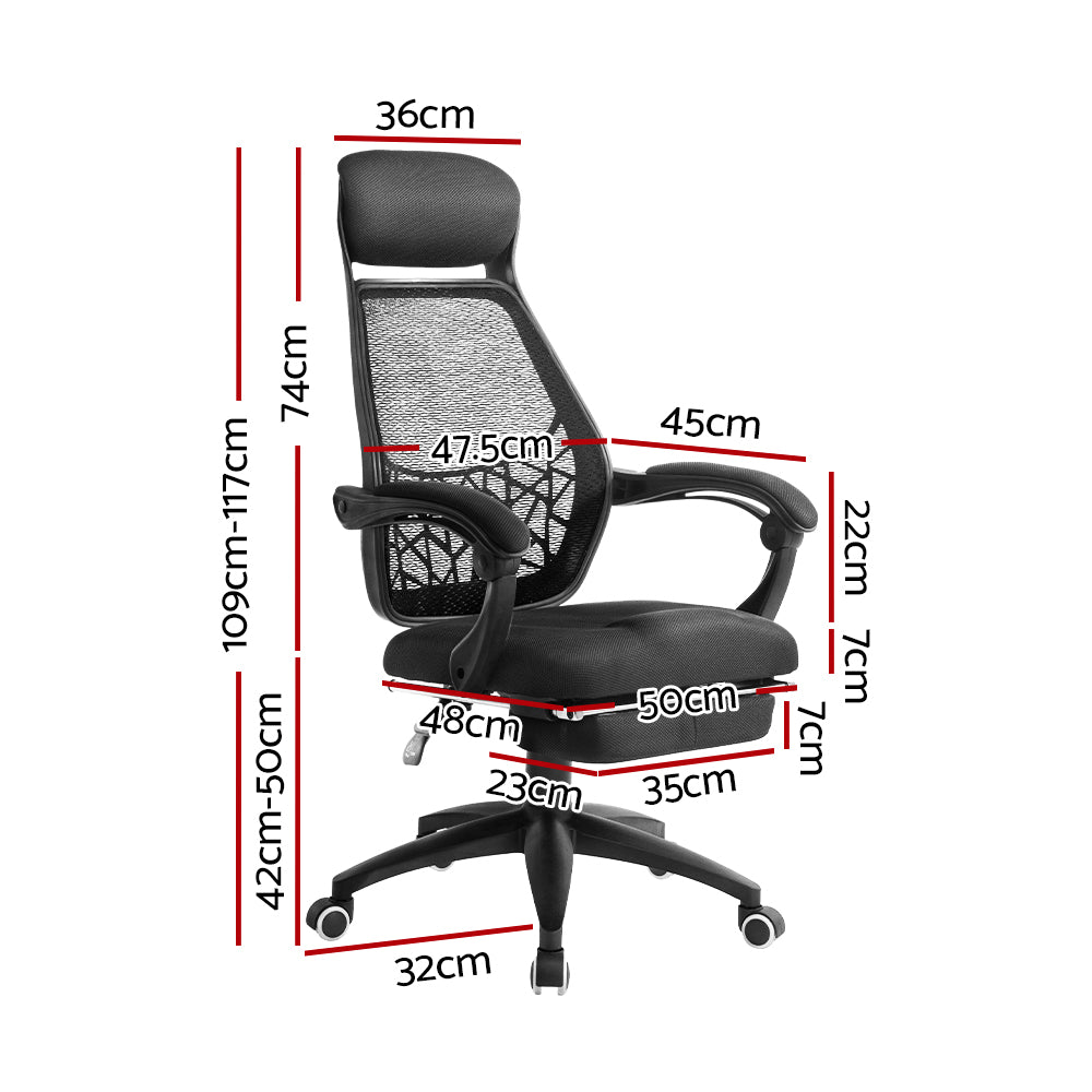 Artiss Mesh Office Chair Recliner Black