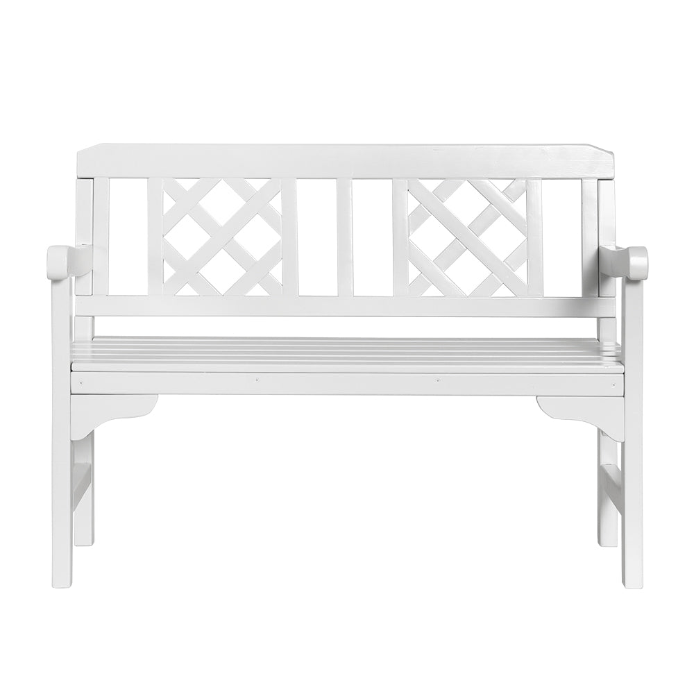 Gardeon Outdoor Garden Bench Wooden Chair 2 Seat Patio Furniture Lounge White