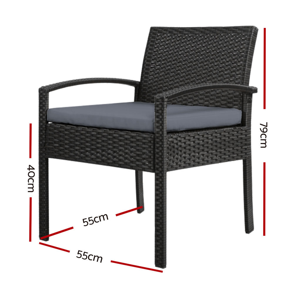 Gardeon 2PC Outdoor Dining Chairs Patio Furniture Rattan Lounge Chair Cushion Felix